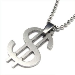 Cool Man Dollar Symbol Čistý Titanový Náhrdelník S Přívěskem A Řetízkem Zdarma