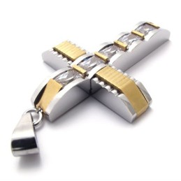 Zlatý Akcentový Kříž S Diamantem A Titanovým Přívěskem