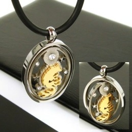 Náhrdelník S Přívěskem Man Spinner Gold Wolf Gmestone-Pure Titan