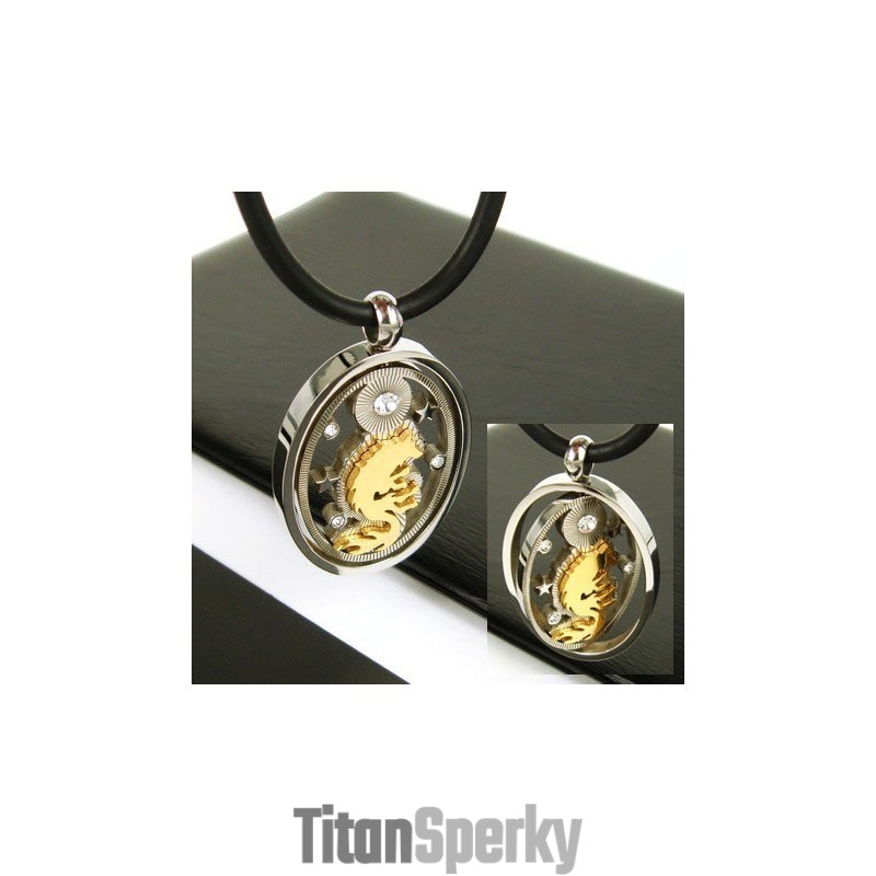 Náhrdelník S Přívěskem Man Spinner Gold Wolf Gmestone-Pure Titan Náhrdelník S Přívěskem Man Spinner Gold Wolf Gmestone-Pure Titan