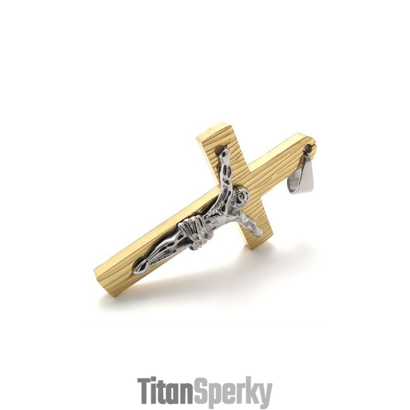 Přívěsek S Křížkem Z Titanu S Ježíšem Ve Zlatém Zlatě