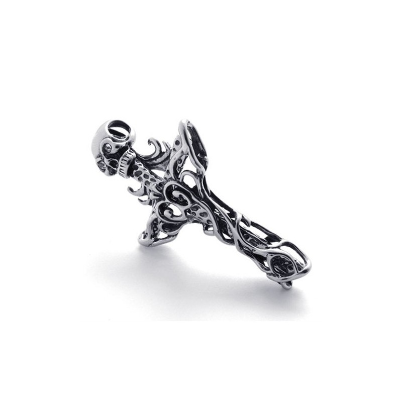 Titanový Přívěsek S Křížem A Lebkou