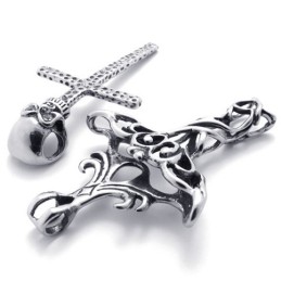 Titanový Přívěsek S Křížem A Lebkou