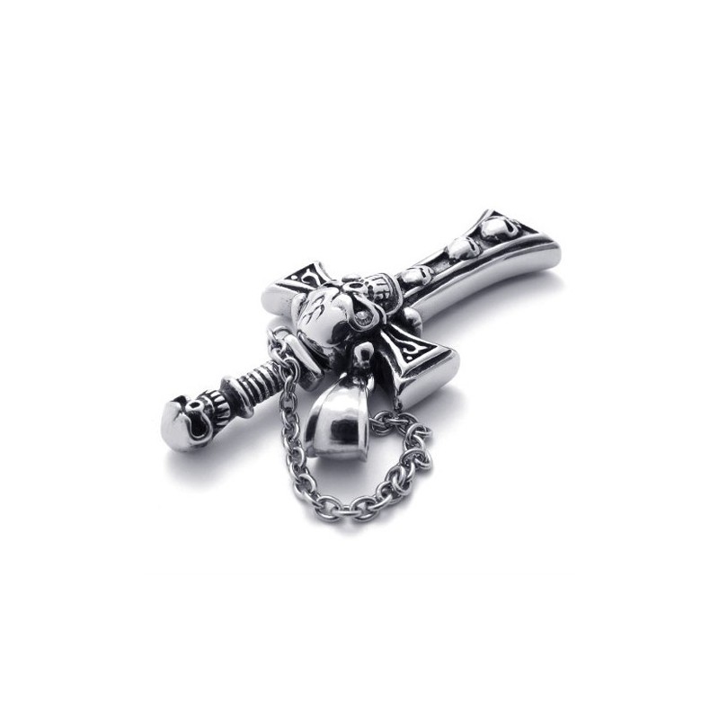 Titanový Přívěsek S Křížem A Lebkou