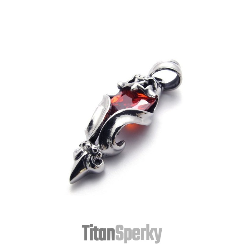 Titanový Přívěsek S Červeným Diamantem Titanový Přívěsek S Červeným Diamantem