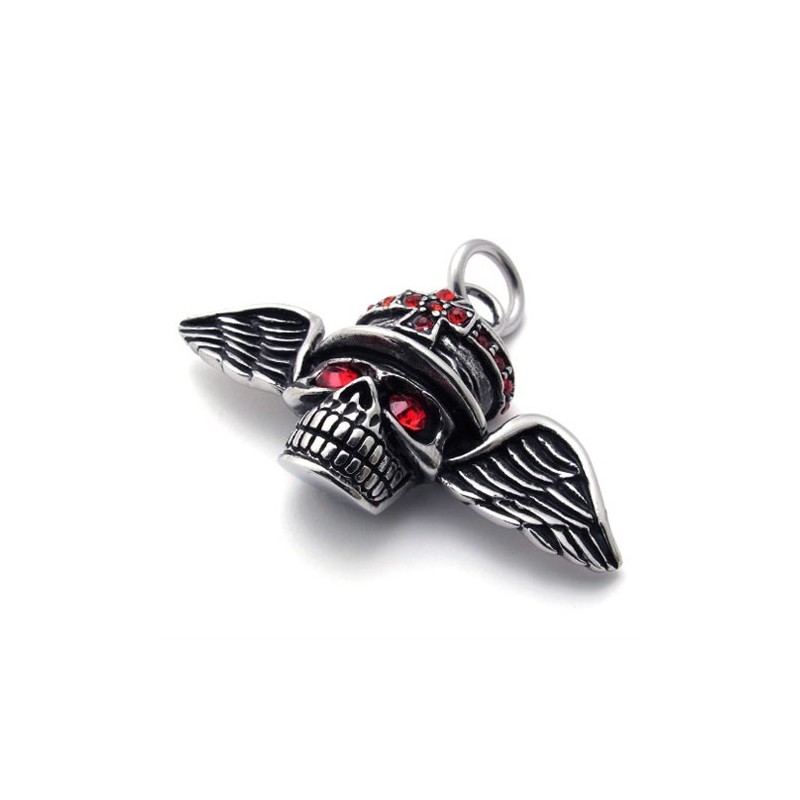 Titanový Přívěsek S Červenými Diamanty A Křídly, Lebkou