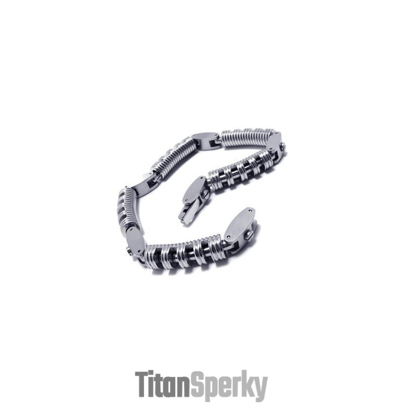 Pánský Chlapecký Stříbrný Náramek S Přívěsky Z Čistého Titanu