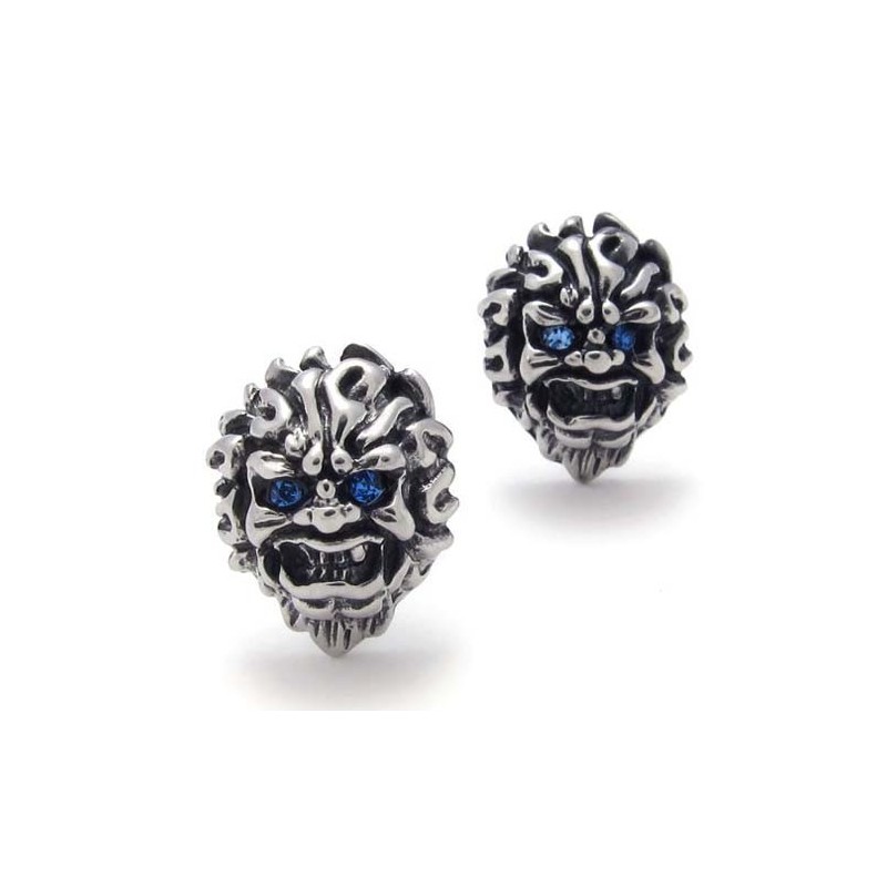 Titanové Náušnice Lev S Modrým Diamantem