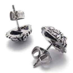 Titanové Náušnice Lev S Modrým Diamantem