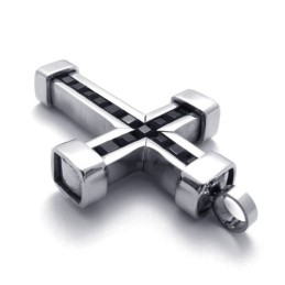 Titanový Přívěsek S Křížem A Černými Zirkony
