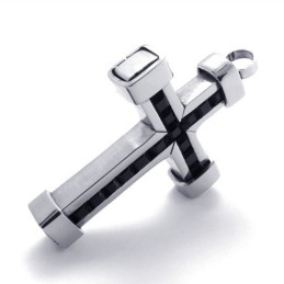 Titanový Přívěsek S Křížem A Černými Zirkony