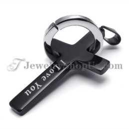 Černý Titanový Přívěsek S Křížem A Kruhem