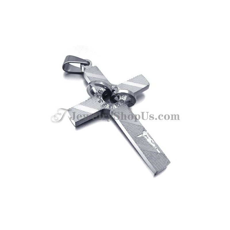 Titanový Přívěsek S Křížkem A Kruhovými Kamínky