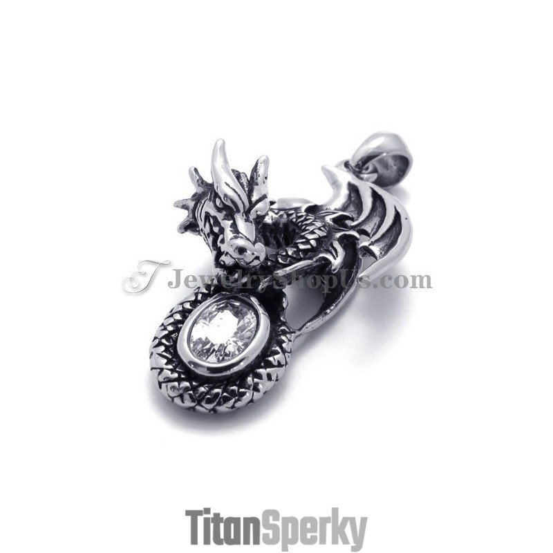 Titanový Přívěsek S Drakem A Zirkonem