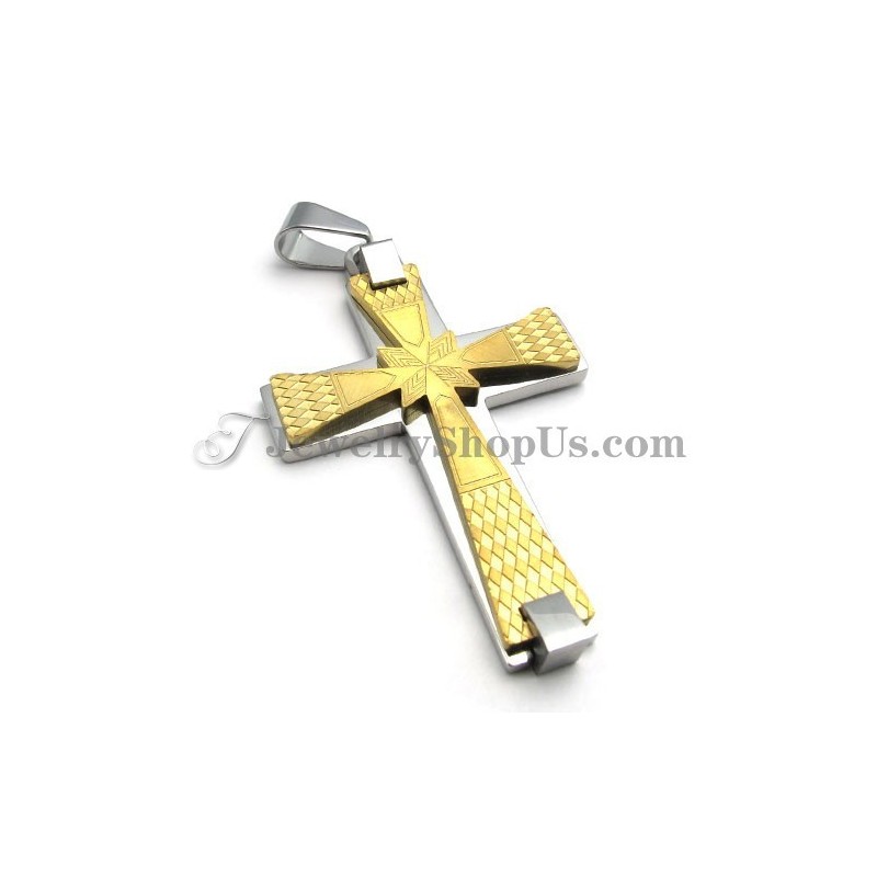 Elegantní Zlatý Titanový Přívěsek S Křížkem