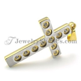 Elegantní ve žluté barvě Kříž Z Titanu S Kamínky