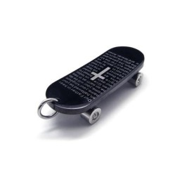 Pánský Přívěsek S Křížem A Náhrdelníkem Ve Tvaru Skateboardu Z Čistého Titanu