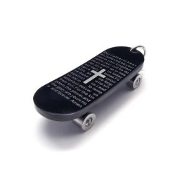 Pánský Přívěsek S Křížem A Náhrdelníkem Ve Tvaru Skateboardu Z Čistého Titanu