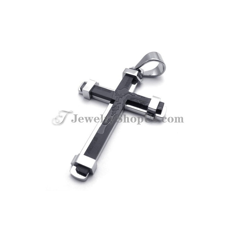 Nádherný Černý Titanový Přívěsek S Křížkem