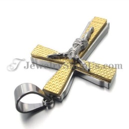 Elegantní Titanový ve žluté barvě Přívěsek S Křížem Jusus