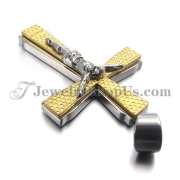 Elegantní Titanový ve žluté barvě Přívěsek S Křížem Jusus