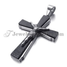 Elegantní Titanový Černý Přívěsek S Křížem Jusus