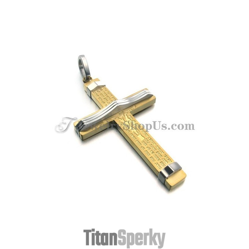 Módní Titanový Zlatý Přívěsek S Křížem