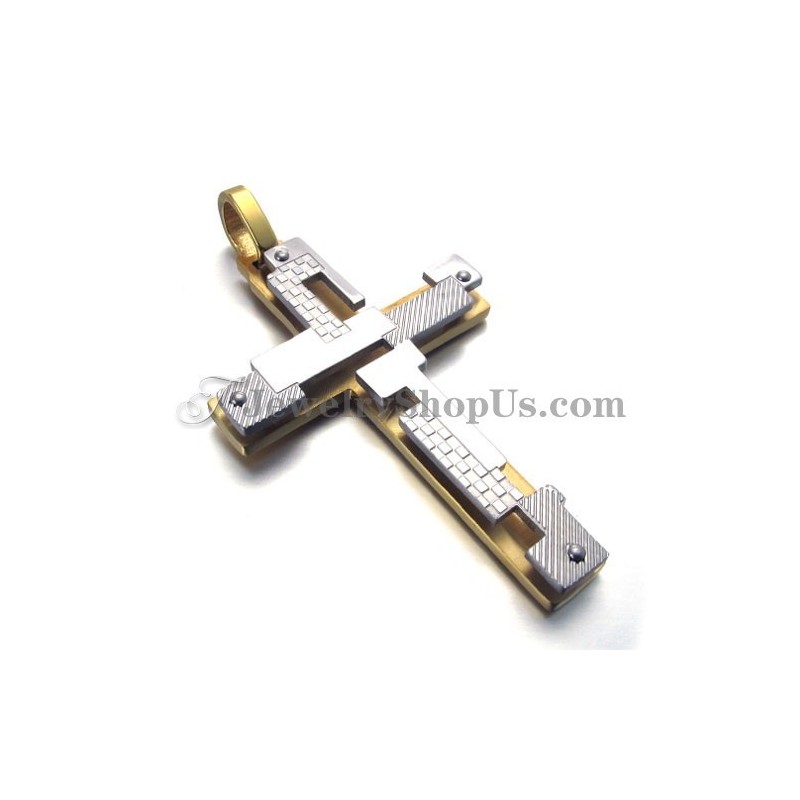 Módní Zlatý Titanový Přívěsek S Křížkem