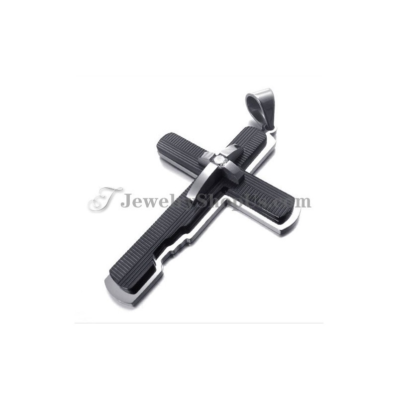 Černý Titanový Přívěsek S Křížem