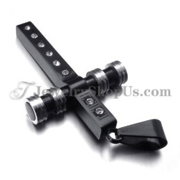 Nádherný Černý Titanový Přívěsek S Křížkem A Kamínky