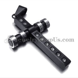 Nádherný Černý Titanový Přívěsek S Křížkem A Kamínky