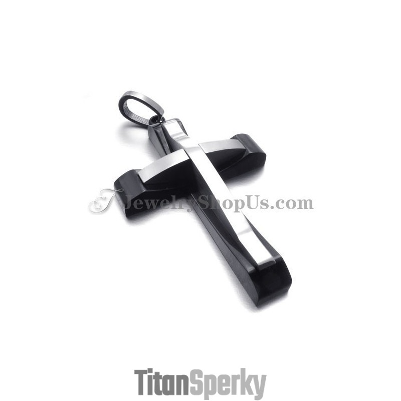 Elegantní Titanový Přívěsek S Černým Křížem