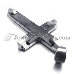 Nádherný Černý Titanový Přívěsek S Křížkem A Kamínky