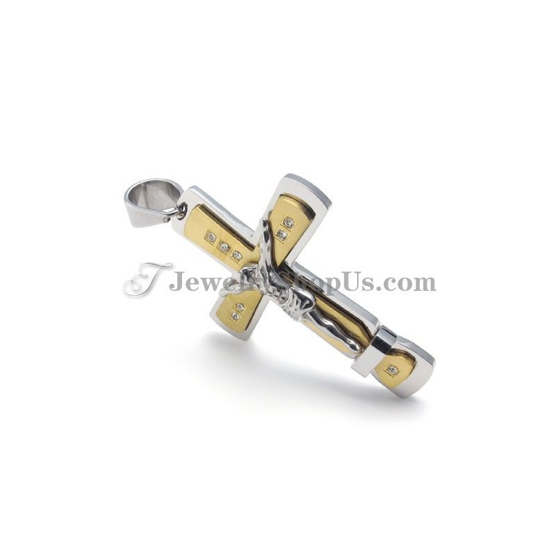 Nádherný Zlatý Titanový Přívěsek S Křížkem Ježíše