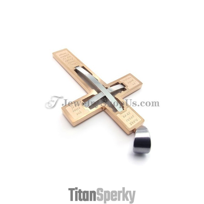 Elegantní růžový odstín Titanový Přívěsek S Křížkem