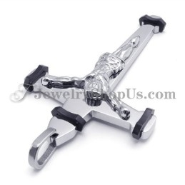 Elegantní Černý Titanový Přívěsek S Křížkem Ježíš