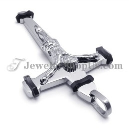 Elegantní Černý Titanový Přívěsek S Křížkem Ježíš