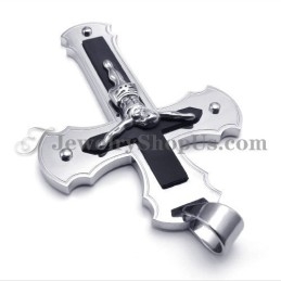 Klasický Černý Titanový Přívěsek S Křížkem Ježíš