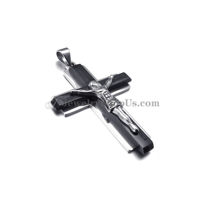 Módní Černý Titanový Přívěsek S Ježíšovým Křížem
