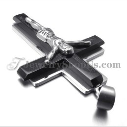 Módní Černý Titanový Přívěsek S Ježíšovým Křížem