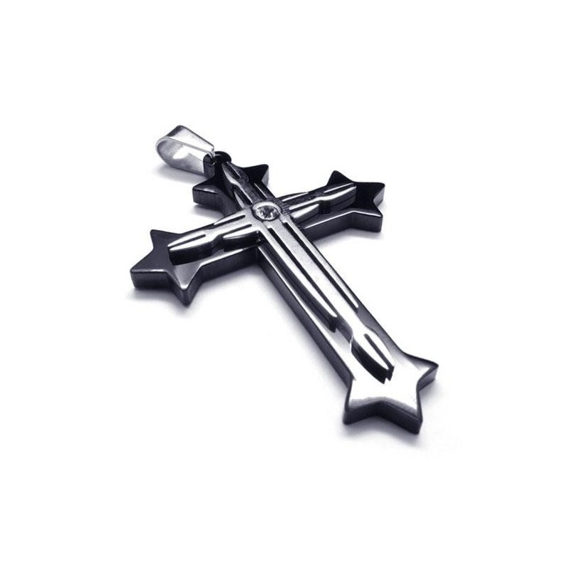 Pánský Černý Náhrdelník S Křížem Z Čistého Titanu (Nový)