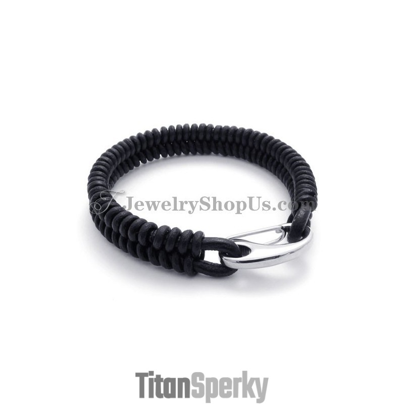 Elegantní Kožený Titanový Náramek Elegantní Kožený Titanový Náramek