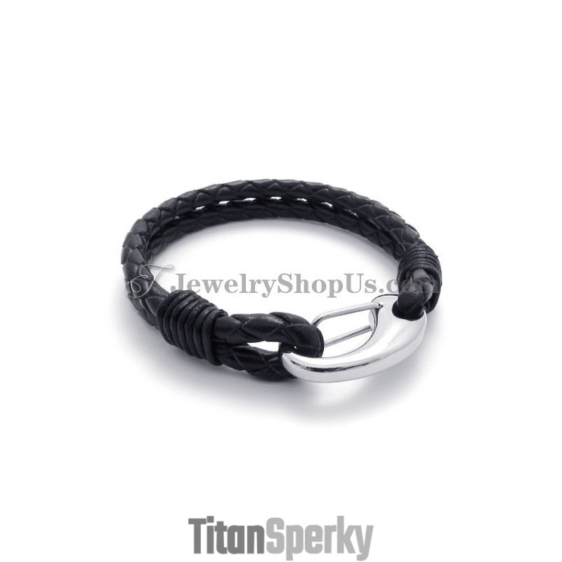 Elegantní Titanový Kožený Náramek Elegantní Titanový Kožený Náramek