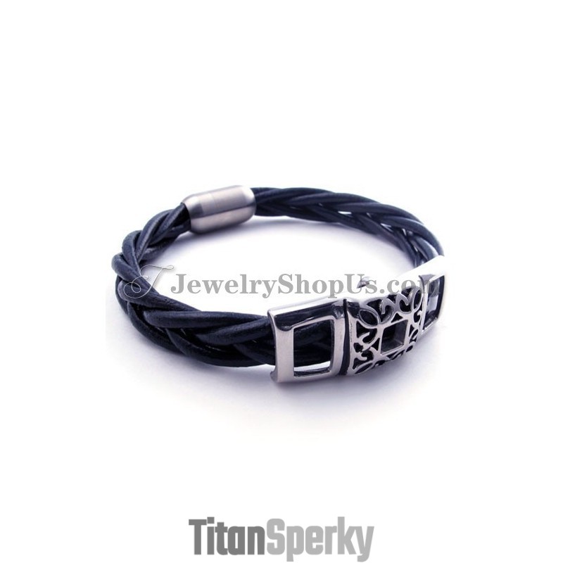 Elegantní Titanový Kožený Náramek Elegantní Titanový Kožený Náramek