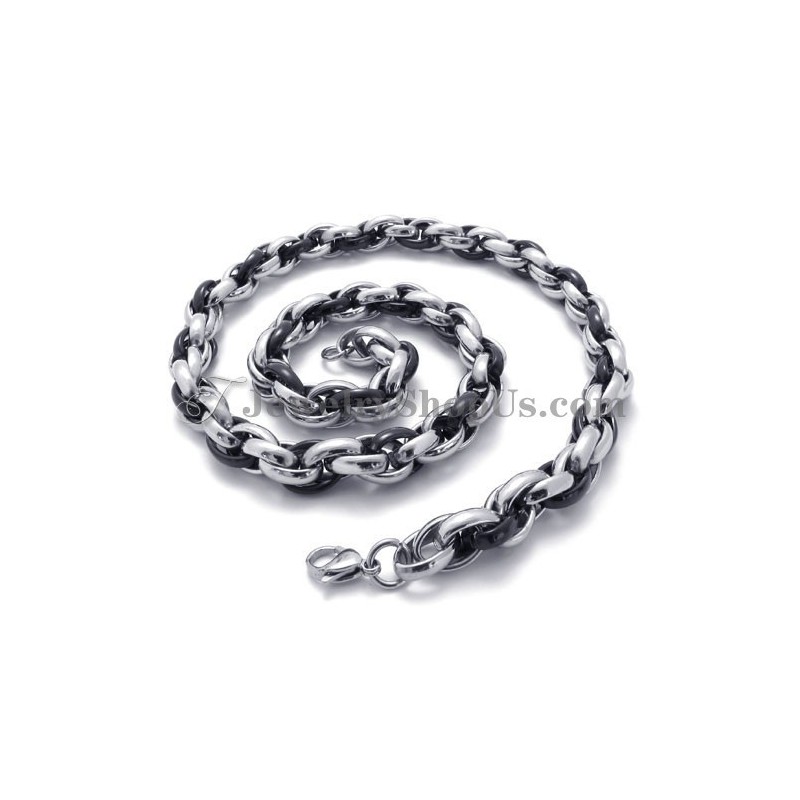 Elegantní Černo-Stříbrný Titanový Náhrdelník