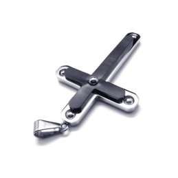 Pánský Černý Náhrdelník S Křížem A Přívěskem Z Čistého Titanu