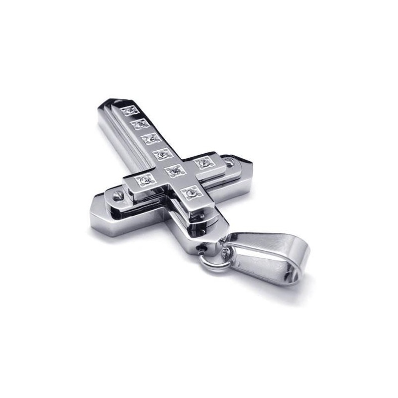 Pánský Stříbrný Náhrdelník S Křížem A Přívěskem Z Čistého Titanu