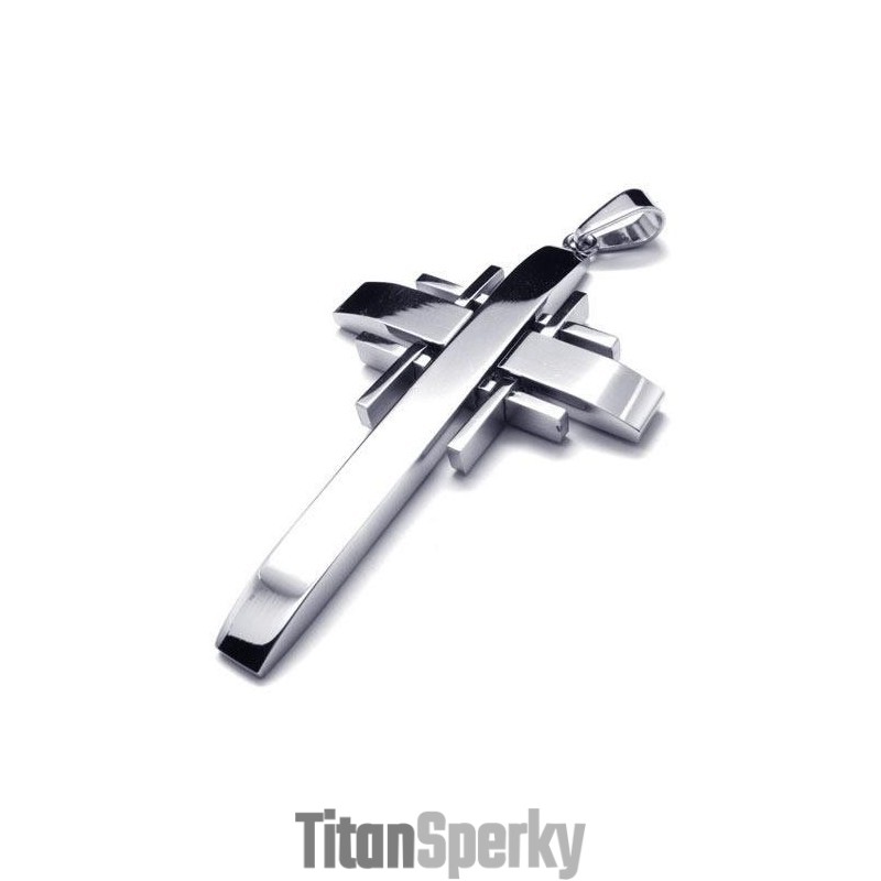 Pánský Stříbrný Náhrdelník S Křížkem Z Čistého Titanu (Nový)