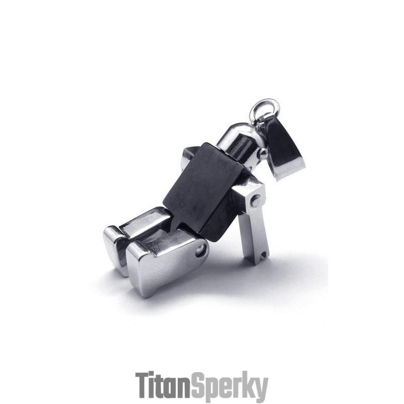 Pánský Černý Stříbrný Robotický Přívěsek Z Čistého Titanu