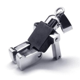 Pánský Černý Stříbrný Robotický Přívěsek Z Čistého Titanu